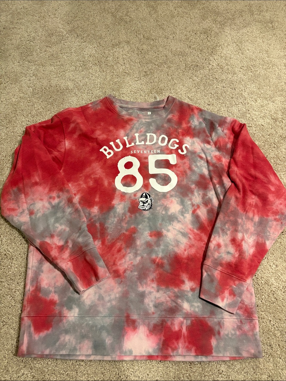Georgia Bulldogs 85 Red Tie-Dye Crewneck Sweatshirt